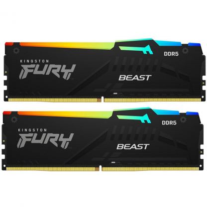 Модуль памяти для компьютера DDR5 16GB (2x8GB) 5200 MHz FURY Beast RGB Kingston Fury (ex.HyperX) (KF552C40BBAK2-16)