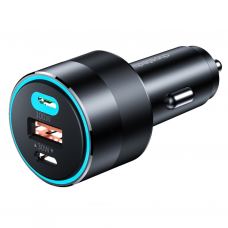 Зарядное устройство Choetech car 2хUSB-C+USB-A 130W QC3.0/PD/PPS black (TC0011-BK)