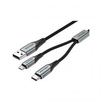 Дата кабель USB 2.0 AM to Micro 5P + Type-C 0.5m Y-Splitter 480Mbps Aluminum Alloy Gray Vention (CQGHD)