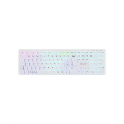 Клавиатура Canyon HKB-W11 Slim Dual Mode Wireless/Bluetooth RGB UA White (CNS-HBTK11W)