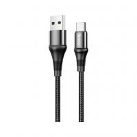 Дата кабель USB 2.0 AM to USB-C 1.0m 3A nylon X50 black HOCO (6931474734235)