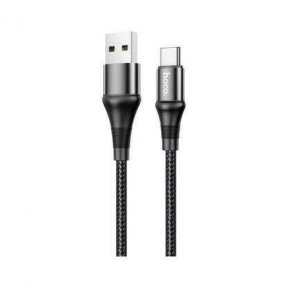 Дата кабель USB 2.0 AM to USB-C 1.0m 3A nylon X50 black HOCO (6931474734235)