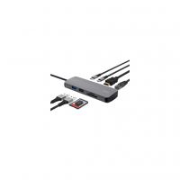 Концентратор Trust USB-C 8-in1 1xUSB-А 3.2/USB-A 2.0/2xUSB-С/HDMI/Ehernet/SD/microSD aluminium 0.15m grey (25672_TRUST)