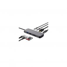 Концентратор Trust USB-C 8-in1 1xUSB-А 3.2/USB-A 2.0/2xUSB-С/HDMI/Ehernet/SD/microSD aluminium 0.15m grey (25672_TRUST)