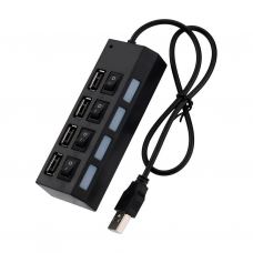 Концентратор Voltronic USB 2.0 to 4xUSB with switches black (YT-HWS4HS-B)