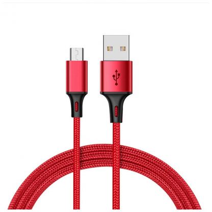 Дата кабель USB 2.0 AM to Micro 5P 1.0m 2.4A braided red XO (NB143-M1-RD)