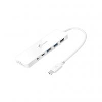 Концентратор J5create USB-C 6-in-1 2xUSB 3.1 + USB-C PD + HDMI + SD/TF + 3.5mm white (JCD373-N)
