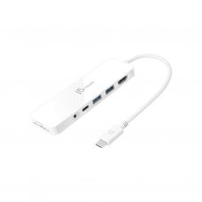 Концентратор J5create USB-C 6-in-1 2xUSB 3.1 + USB-C PD + HDMI + SD/TF + 3.5mm white (JCD373-N)