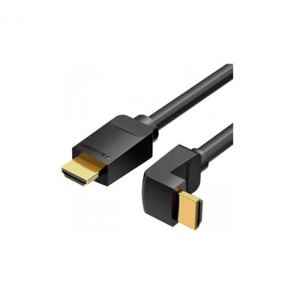 Кабель мультимедийный HDMI M to HDMI M 1.5m V2.0 4K60Hz 90° corner PVC black Vention (AARBG)
