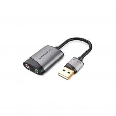 Звуковая плата USB AM to 2x3.5mm F 0.15m gray Vention (CDKHB)