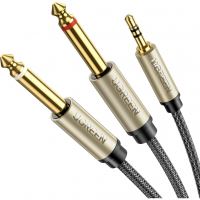 Кабель мультимедійний 3.5mm M to 2x6.35mm M 1.0m gray Ugreen (UGR-10613)