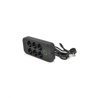 Мережевий фільтр живлення Voltronic F06U, 6 роз EU, 4USB Black (F06U-Black)