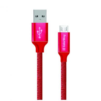 Дата кабель ColorWay Кабель Colorway USB - МicroUSB 2.1А 1м червоний (CW-CBUM002-RD)