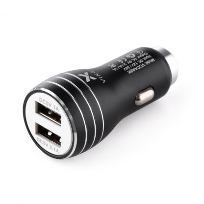 Зарядное устройство Vinga Dual USB Car Charger aluminium 15.5W Max (VCCAABK)