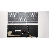 Клавиатура ноутбука HP EliteBook 830 G5 черная с серебр рамкой ТП и подсв (A46156)