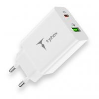 Зарядное устройство T-Phox Speedy 20W 2Ports Type-C+USB Charger (White) (Speedy 20W PD+USB)