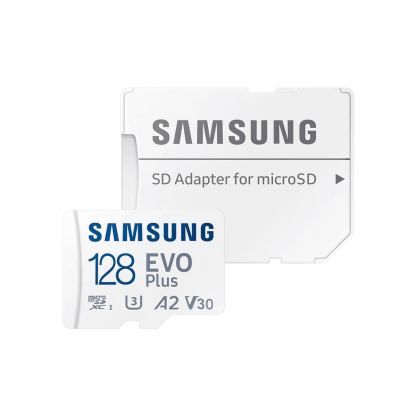 Карта памяти Samsung 128 GB microSDXC Class 10 UHS-I U3 V30 A2 EVO Plus+SD Adapte (MC128SA/EU)