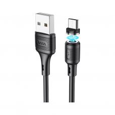 Дата кабель USB 2.0 AM to Micro 5P 1.0m 2.4A magnetic PVC X52 black HOCO (6931474735539)