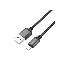 Дата кабель USB 2.0 AM to Lightning 1.0m 2.4A nylon BX87 black BOROFONE (6974443389005)