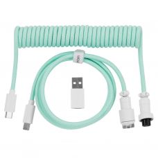 Дата кабель USB-C + USB A to USB-C 1.36m Coiled Aviator mint Keychron (CAB18_KEYCHRON)