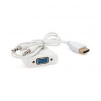 Переходник HDMI M to VGA F + Audio 0.1m 4K/2K white Voltronic (YT-C-HDMI(M)/VGA(F)+AUX-W)