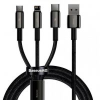 Дата кабель USB 2.0 AM to Lightning + Micro 5P + Type-C 1.5m 3.5A black Baseus (CAMLTWJ-01)