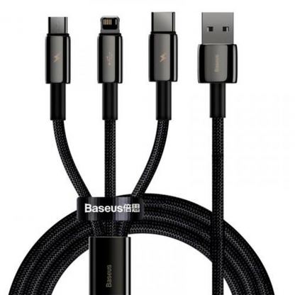 Дата кабель USB 2.0 AM to Lightning + Micro 5P + Type-C 1.5m 3.5A black Baseus (CAMLTWJ-01)
