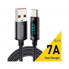 Дата кабель USB 2.0 AM to USB-C 1.0m 7A LED black Essager (EXCT-XY01-P)