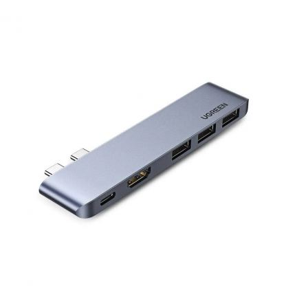 Концентратор Ugreen 2xUSB-C to 3xUSB 3.0 + HDMI + USB-C CM251 gray (60559)