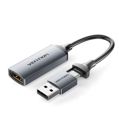 Перехідник USB-C + USB-A to HDMI M 0.1m video capture gray Vention (ACWHA)