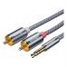Кабель мультимедийный 3.5mm M to 2xRCA M 2.0m Essager (EYPZJ-MYA0H)