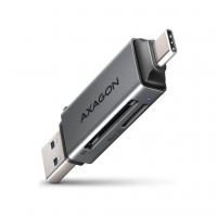 Считыватель флеш-карт AXAGON USB-C + USB-A to SD/microSD 5Gbps gray (CRE-DAC)
