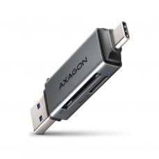 Считыватель флеш-карт AXAGON USB-C + USB-A to SD/microSD 5Gbps gray (CRE-DAC)