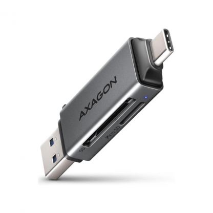 Считыватель флеш-карт AXAGON USB-C + USB-A to SD/microSD 5Gbps gray (CRE-DAC)