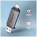 Считыватель флеш-карт AXAGON USB-C + USB-A to SD/microSD 5Gbps gray (CRE-DAC)