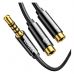 Кабель мультимедийный 3.5mm M to 2x3.5mm F 0.2m AV141 black Ugreen (30619)