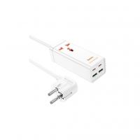 Сетевой фильтр питания HOCO AC10A, 1 роз, 2 USB, 2 USB-C, 65W, 1,5м, White (HOCO AC10A/W)