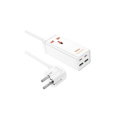 Сетевой фильтр питания HOCO AC10A, 1 роз, 2 USB, 2 USB-C, 65W, 1,5м, White (HOCO AC10A/W)