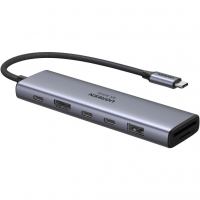Концентратор Ugreen USB-C 7-in-1 2xUSB 3.0 + 2xUSB-C + HDMI 4K60Hz + SD/TF + PD 100W (45521)
