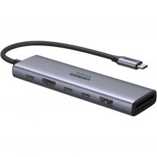 Концентратор Ugreen USB-C 7-in-1 2xUSB 3.0 + 2xUSB-C + HDMI 4K60Hz + SD/TF + PD 100W (45521)