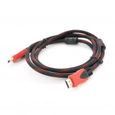 Кабель мультимедийный HDMI to HDMI 1.5m v1.4, OD-7.4mm Black/RED Merlion (YT-HDMI(M)/(M)NY/RD-1.5m)