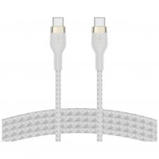 Дата кабель USB-C to USB-C 1.0m BRAIDED SILICONE white Belkin (CAB011BT1MWH)
