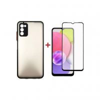 Чехол для мобильного телефона Dengos Kit for Samsung Galaxy A03s case + glass (Black) (DG-KM-24)