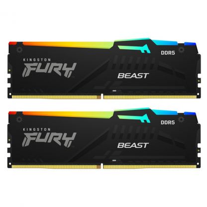 Модуль пам'яті для комп'ютера DDR5 32GB (2x16GB) 6000 MHz Beast RGB Kingston Fury (ex.HyperX) (KF560C30BBAK2-32)