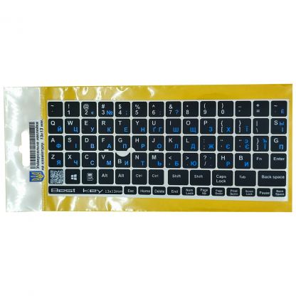 Наклейка на клавиатуру BestKey непрозрачная чорная, 76, синий (BKU13BLU/013)