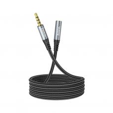 Кабель мультимедийный 3.5mm M to 3.5mm F 1.0m Gray HOCO (6931474762153)
