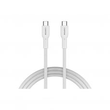 Дата кабель USB-C to USB-C 1.0m OnWire 60CL C-C 60W COLOR Braided 1m White Canyon (CND-CCAP60AB10W)