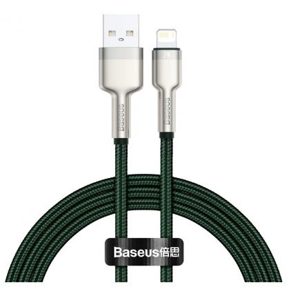 Дата кабель USB 2.0 AM to Lightning 2.0m 2.4A metal green Baseus (CALJK-B06)