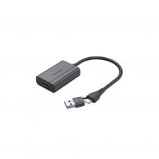 Переходник USB-C + USB-A to HDMI M 0.15m gray Vention (ACYHB)