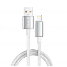 Дата кабель USB 2.0 AM to Lightning 1.0m 3A zinc alloy braided white ColorWay (CW-CBUL098-WT)